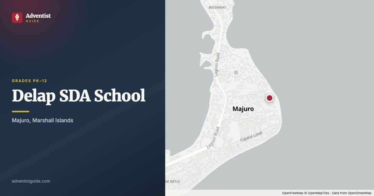 Map showing Delap SDA School in Majuro, Marshall Islands