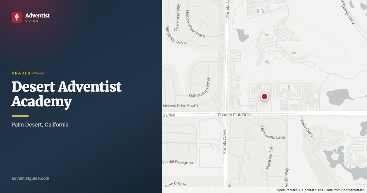 Map showing Desert Adventist Academy in Palm Desert, California