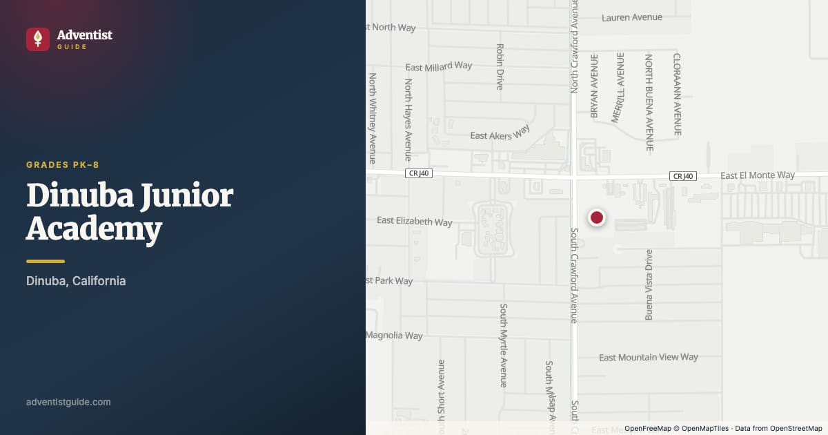 Map showing Dinuba Junior Academy in Dinuba, California