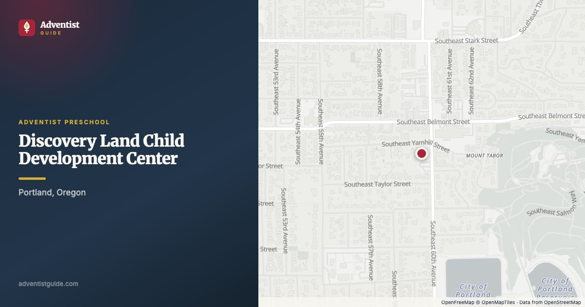 Map showing Discovery Land Child Development Center in Portland, Oregon