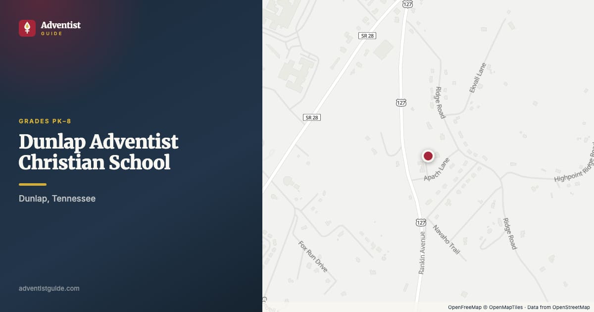 Map showing Dunlap Adventist Christian School in Dunlap, Tennessee