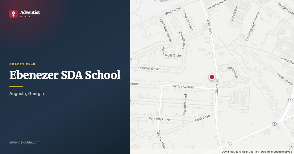 Map showing Ebenezer SDA School in Augusta, Georgia