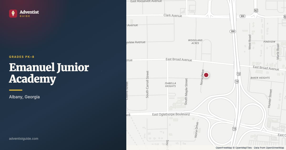 Map showing Emanuel Junior Academy in Albany, Georgia