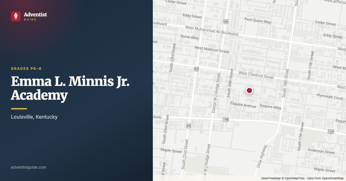 Map showing Emma L. Minnis Jr. Academy in Louisville, Kentucky