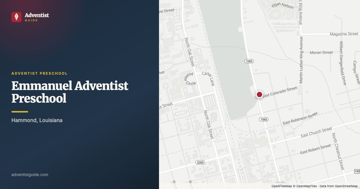 Map showing Emmanuel Adventist Preschool in Hammond, Louisiana