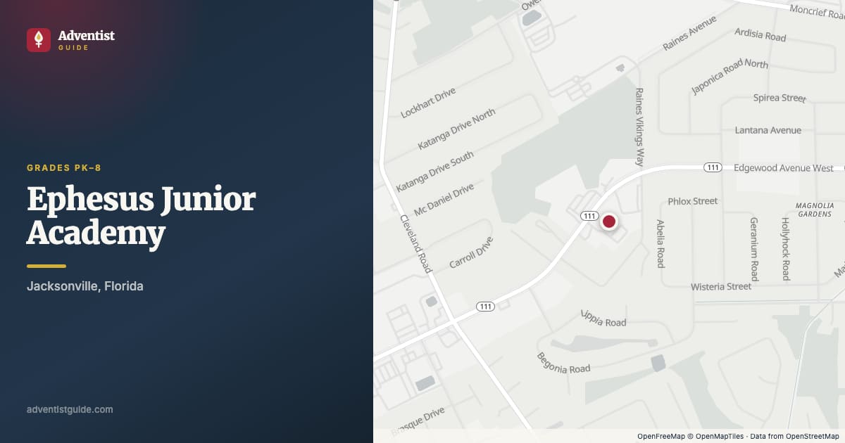 Map showing Ephesus Junior Academy in Jacksonville, Florida