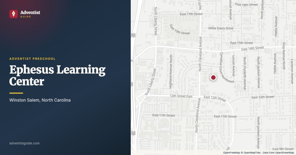 Map showing Ephesus Learning Center in Winston Salem, North Carolina