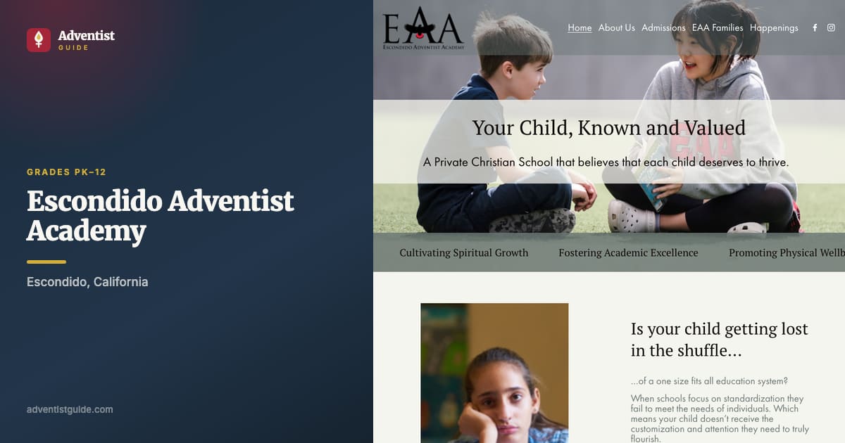 The Escondido Adventist Academy website