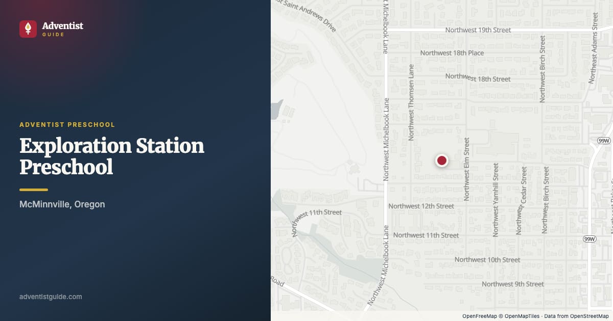 Map showing Exploration Station Preschool in McMinnville, Oregon