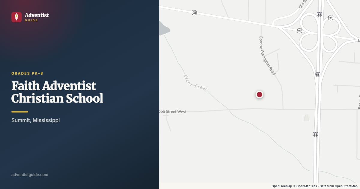 Map showing Faith Adventist Christian School in Summit, Mississippi