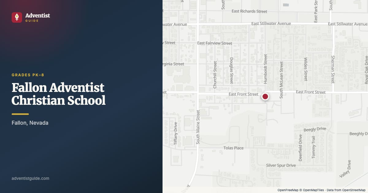 Map showing Fallon Adventist Christian School in Fallon, Nevada