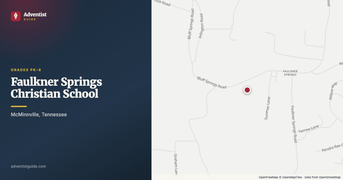 Map showing Faulkner Springs Christian School in McMinnville, Tennessee