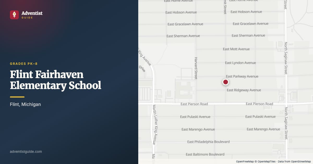 Map showing Flint Fairhaven Elementary School in Flint, Michigan