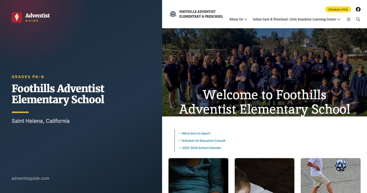 The Foothills Adventist Elementary School website