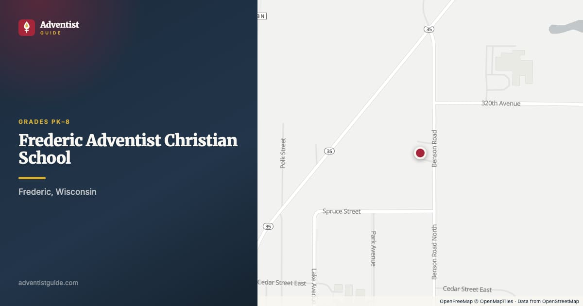 Map showing Frederic Adventist Christian School in Frederic, Wisconsin