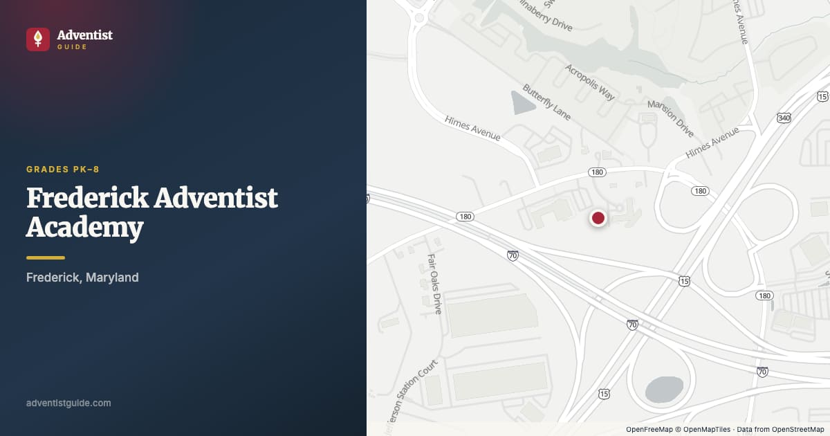 Map showing Frederick Adventist Academy in Frederick, Maryland