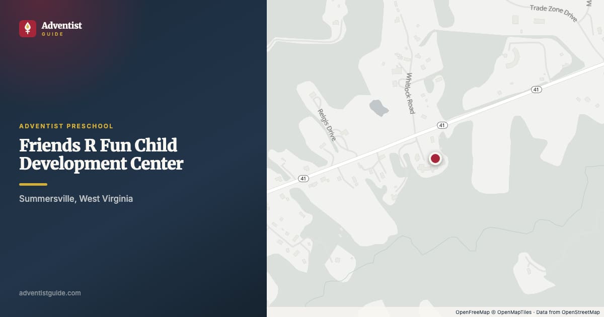 Map showing Friends R Fun Child Development Center in Summersville, West Virginia