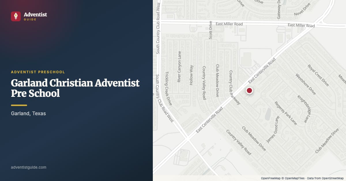 Map showing Garland Christian Adventist Pre School in Garland, Texas