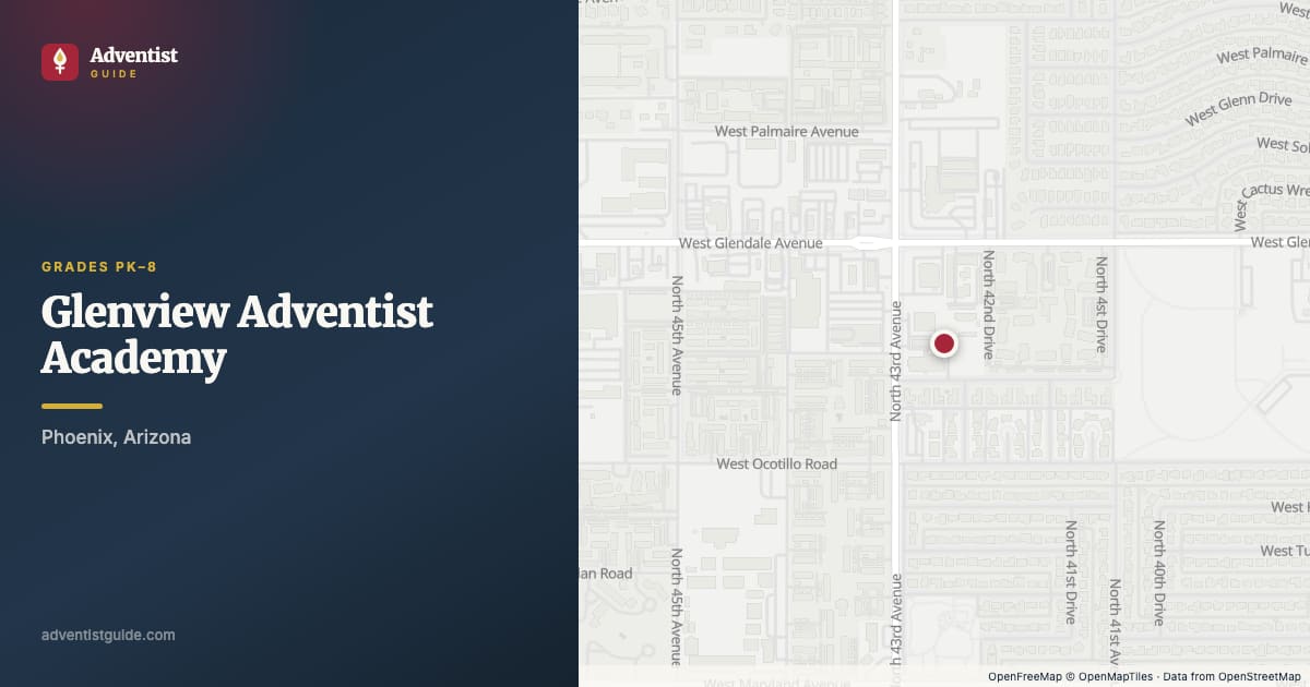 Map showing Glenview Adventist  Academy in Phoenix, Arizona