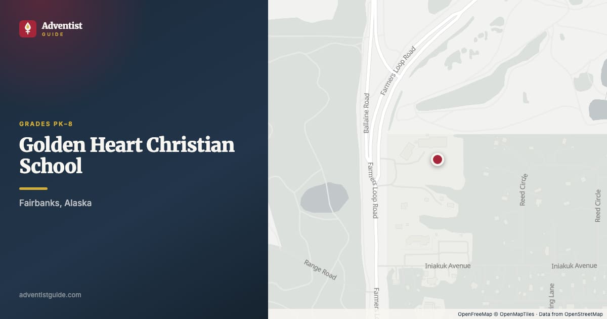 Map showing Golden Heart Christian School in Fairbanks, Alaska