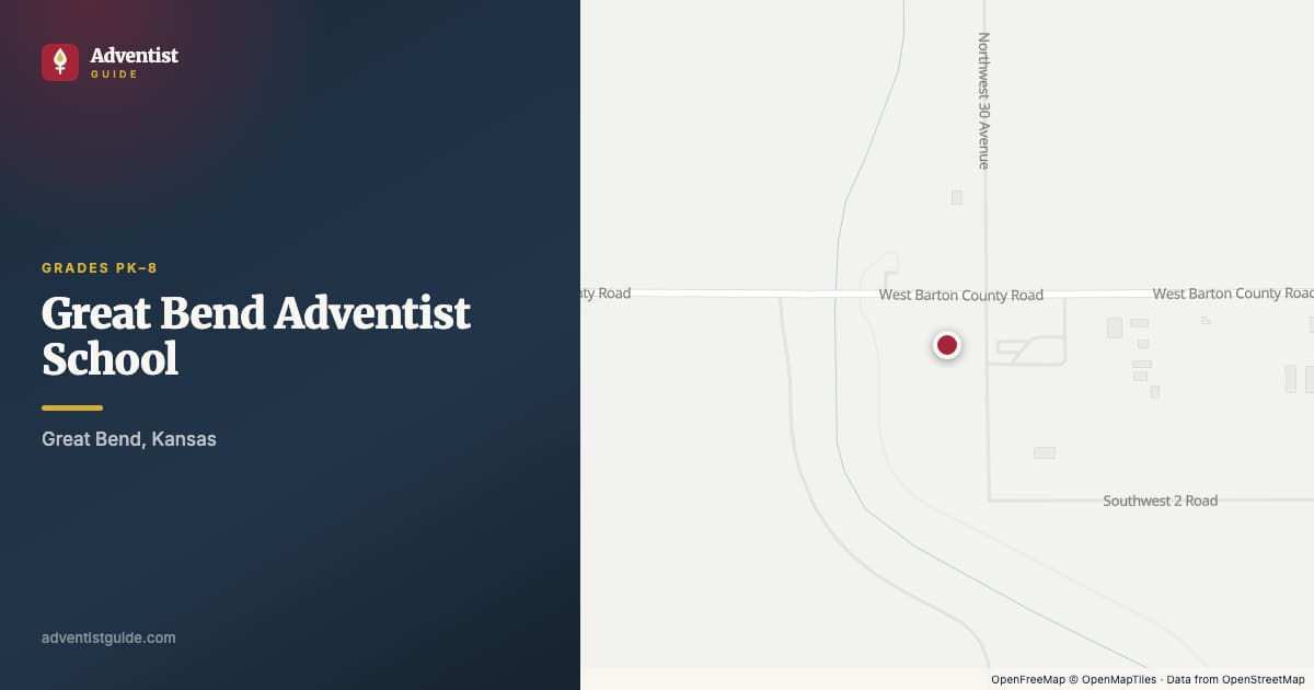 Map showing Great Bend Adventist School in Great Bend, Kansas