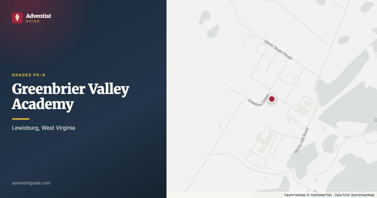 Map showing Greenbrier Valley Academy in Lewisburg, West Virginia