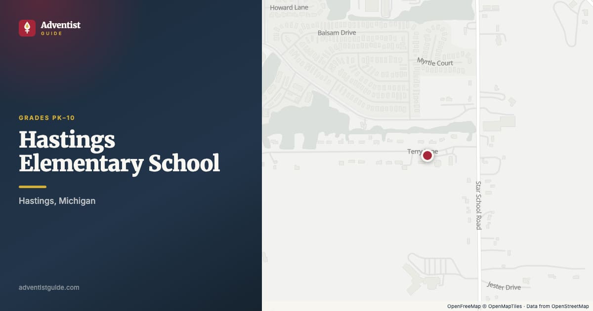Map showing Hastings Elementary School in Hastings, Michigan