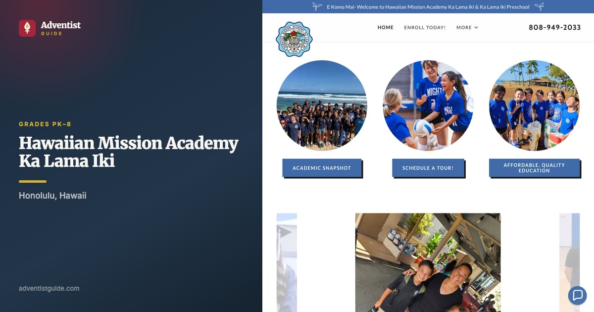 The Hawaiian Mission Academy Ka Lama Iki website