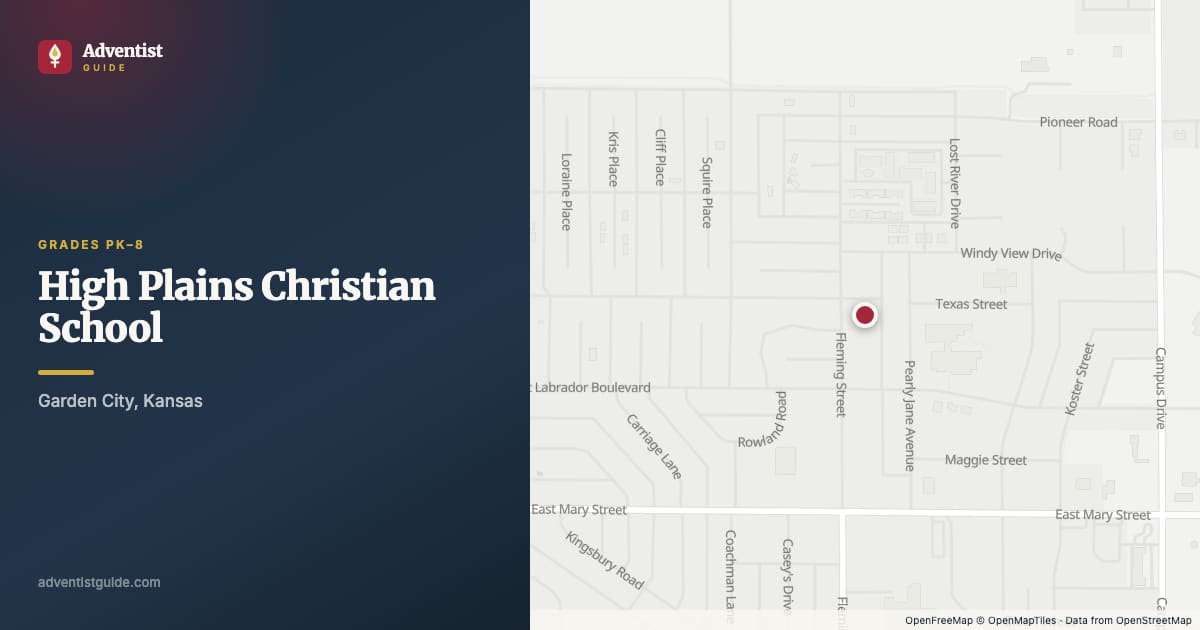 Map showing High Plains Christian School in Garden City, Kansas