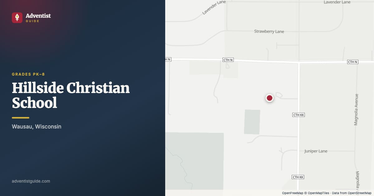 Map showing Hillside Christian School in Wausau, Wisconsin