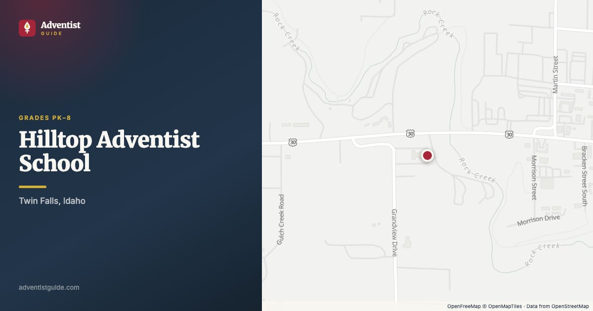 Map showing Hilltop Adventist School in Twin Falls, Idaho