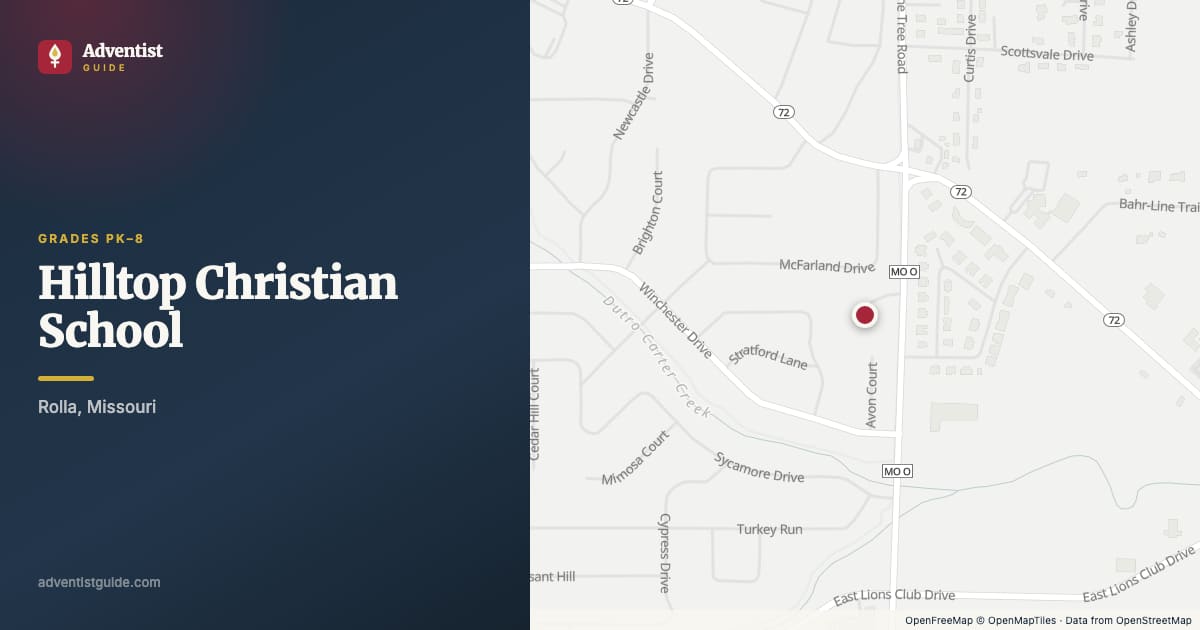 Map showing Hilltop Christian School in Rolla, Missouri