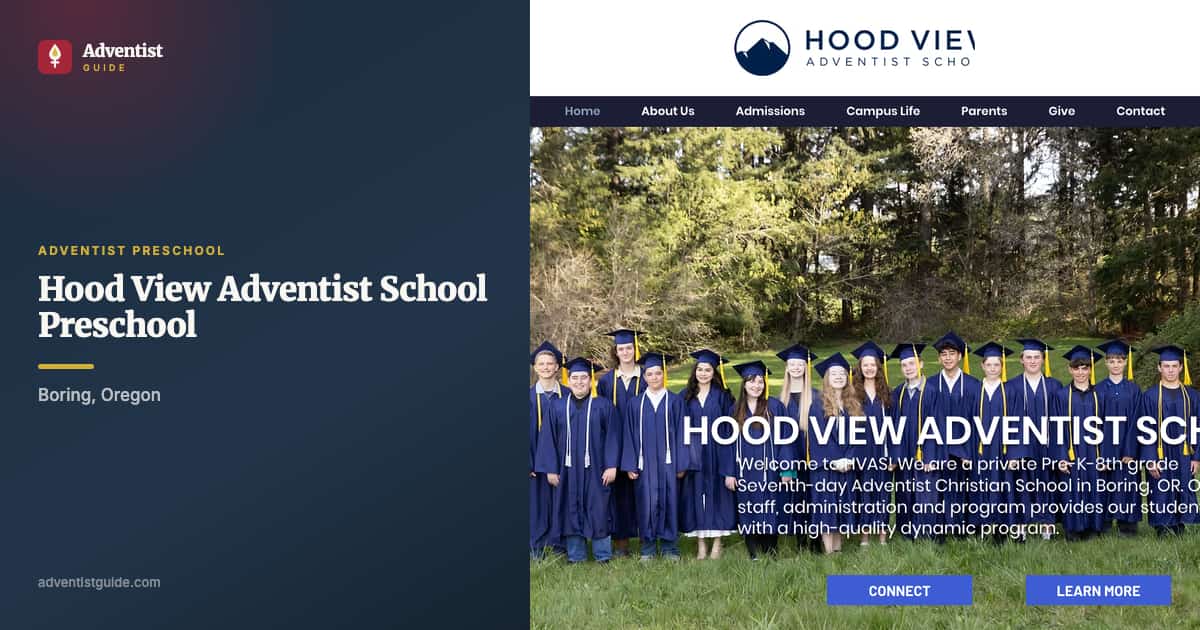 The Hood View Adventist School Preschool website