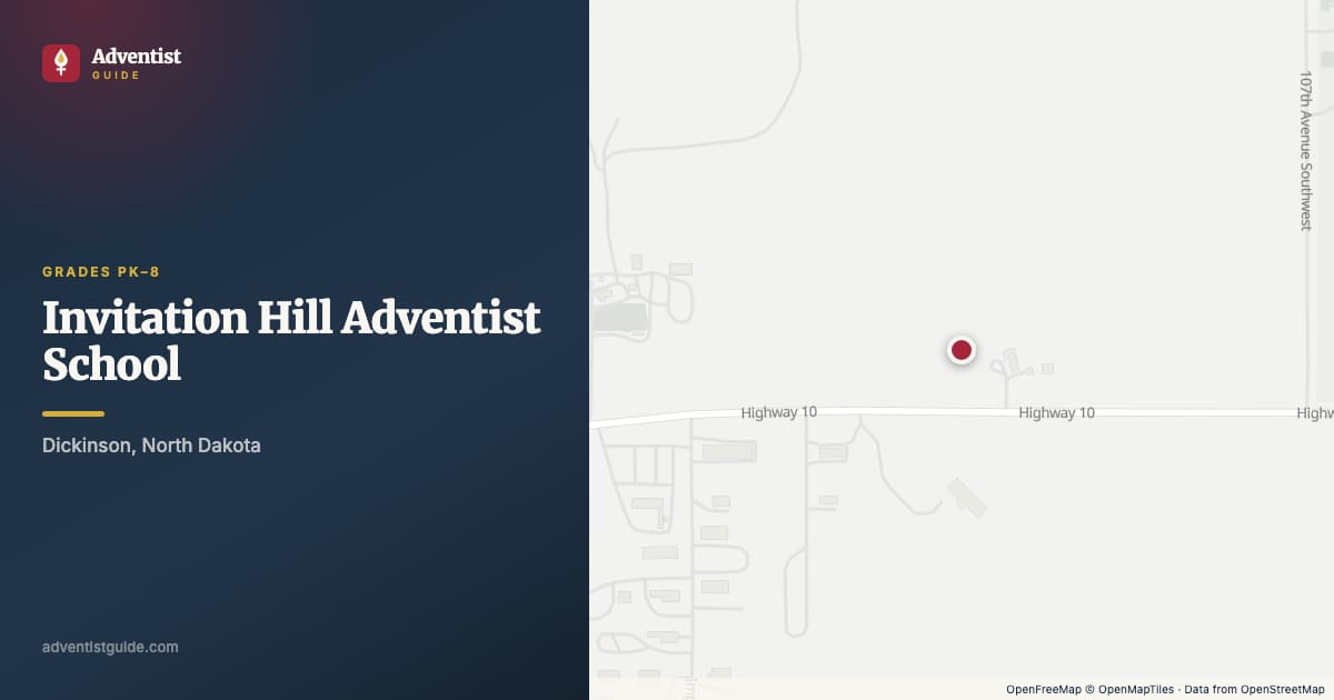 Map showing Invitation Hill Adventist School in Dickinson, North Dakota