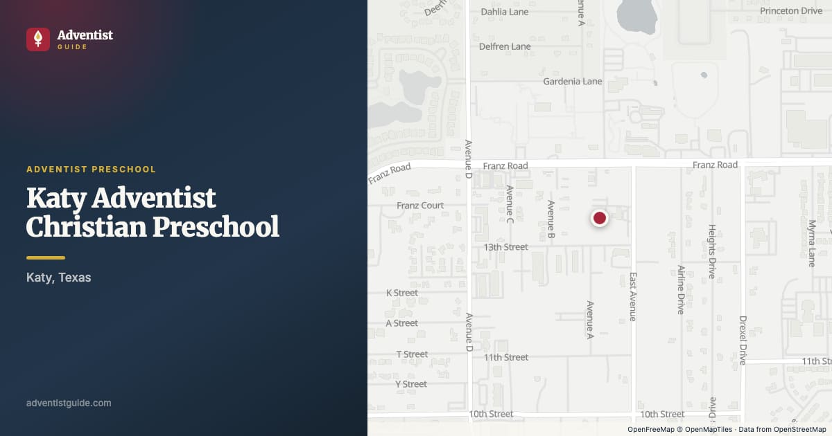 Map showing Katy Adventist Christian Preschool in Katy, Texas
