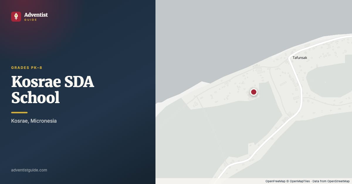 Map showing Kosrae SDA School in Kosrae, Micronesia