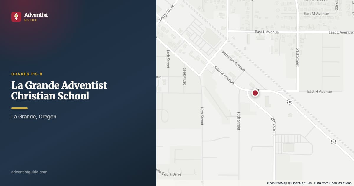 Map showing La Grande Adventist Christian School in La Grande, Oregon