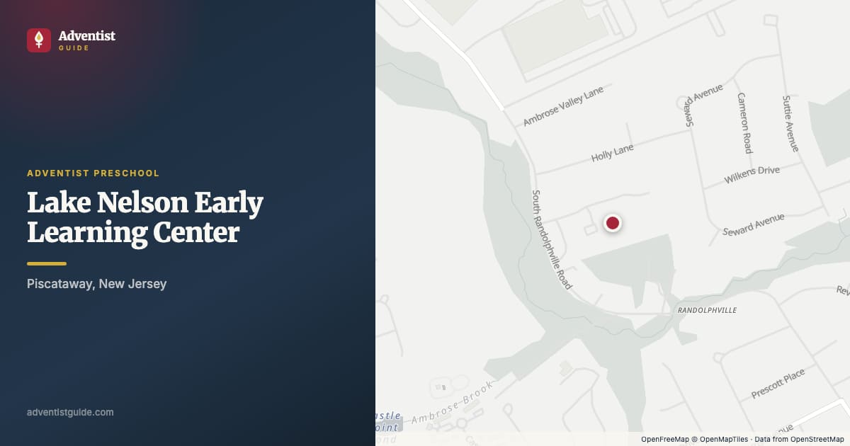 Map showing Lake Nelson Early Learning Center in Piscataway, New Jersey