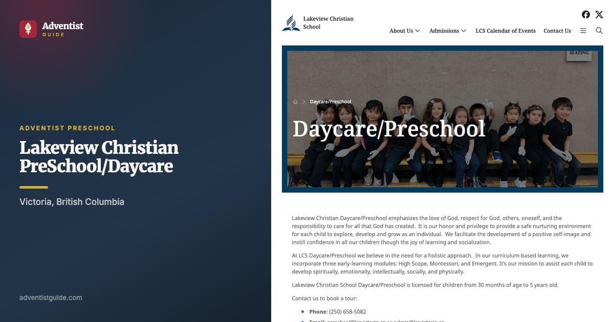 The Lakeview Christian PreSchool/Daycare website