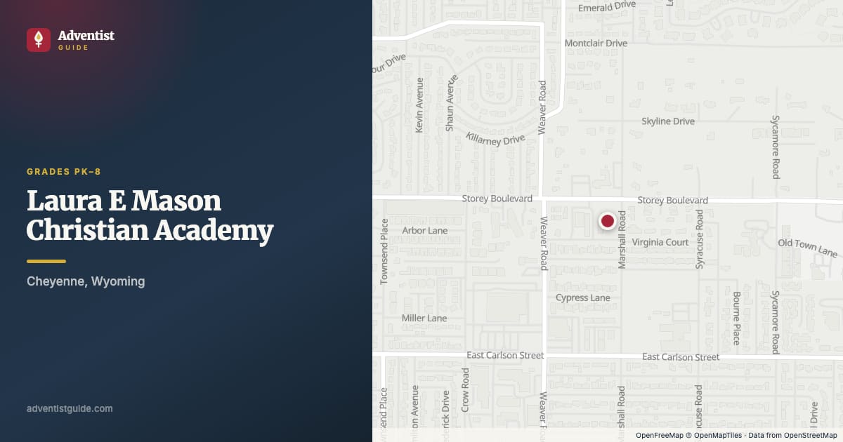 Map showing Laura E Mason Christian Academy in Cheyenne, Wyoming