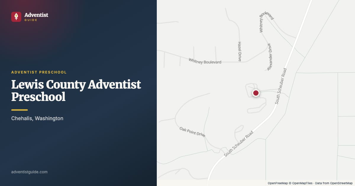 Map showing Lewis County Adventist Preschool in Chehalis, Washington