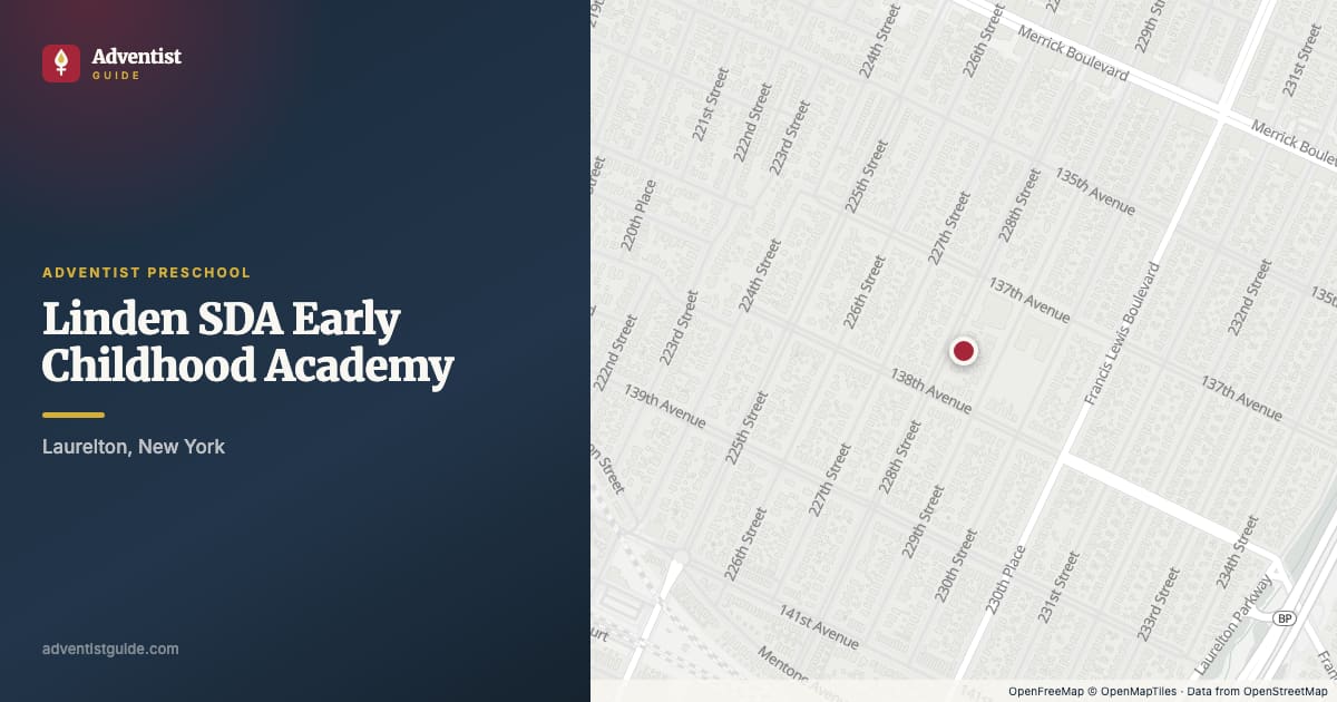 Map showing Linden SDA Early Childhood Academy in Laurelton, New York