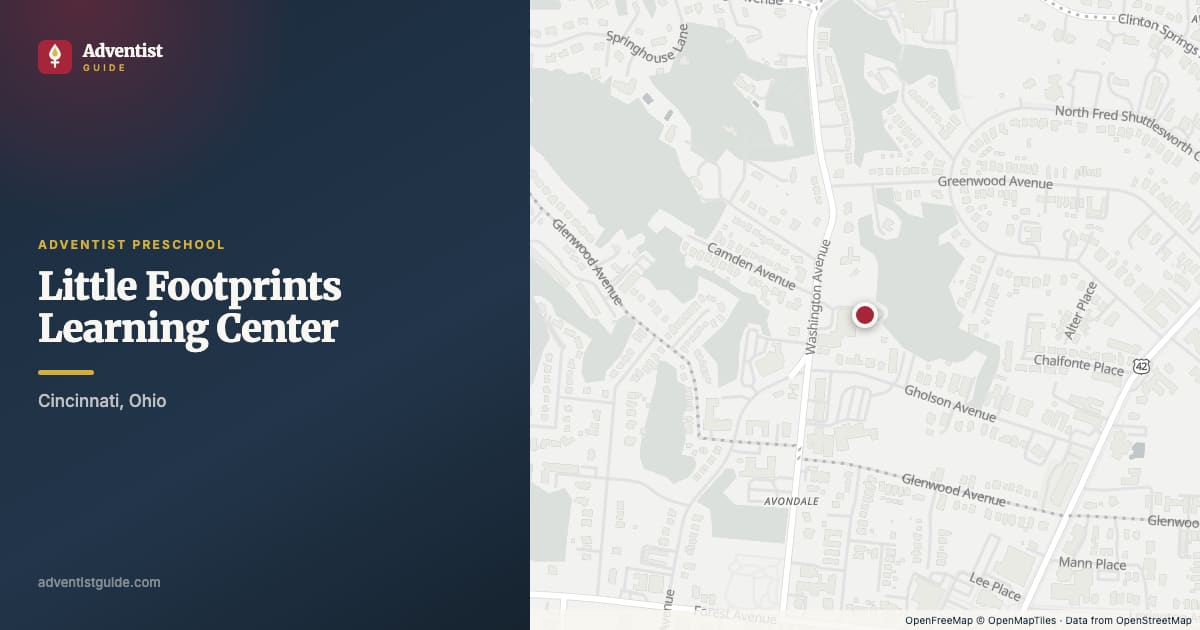 Map showing Little Footprints Learning Center in Cincinnati, Ohio
