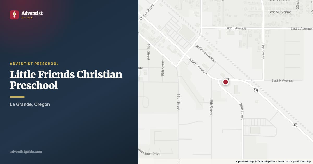 Map showing Little Friends Christian Preschool in La Grande, Oregon