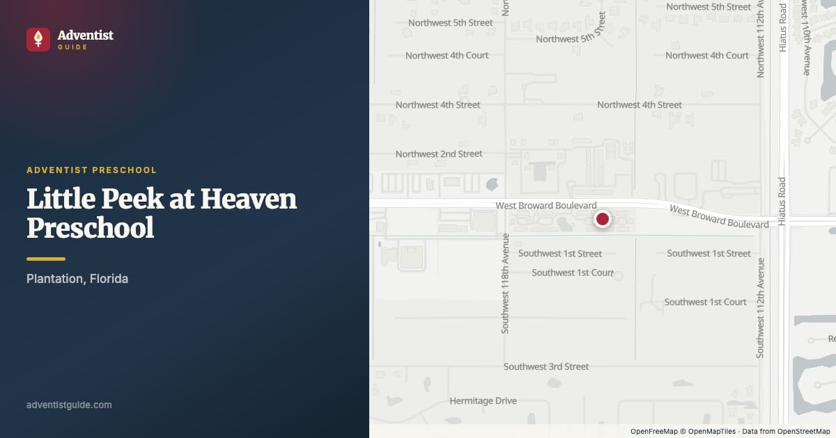 Map showing Little Peek at Heaven Preschool in Plantation, Florida