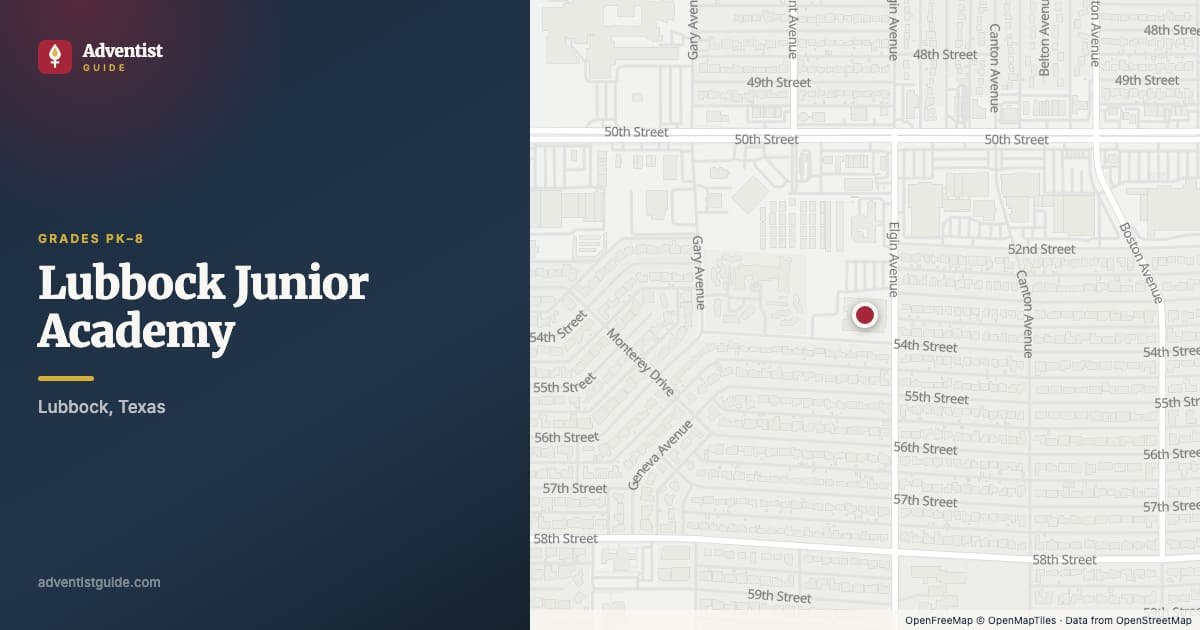 Map showing Lubbock Junior Academy in Lubbock, Texas