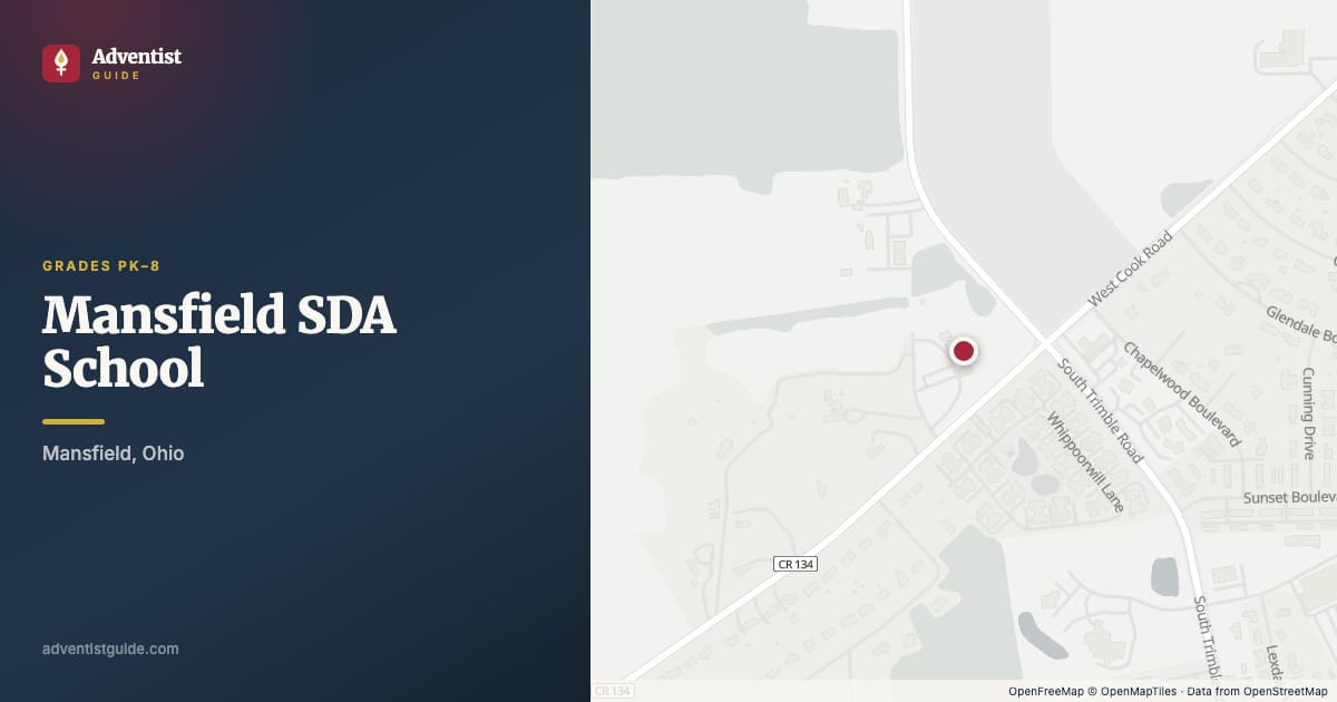 Map showing Mansfield SDA School in Mansfield, Ohio