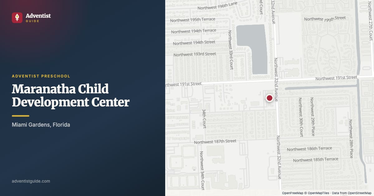 Map showing Maranatha Child Development Center in Miami Gardens, Florida