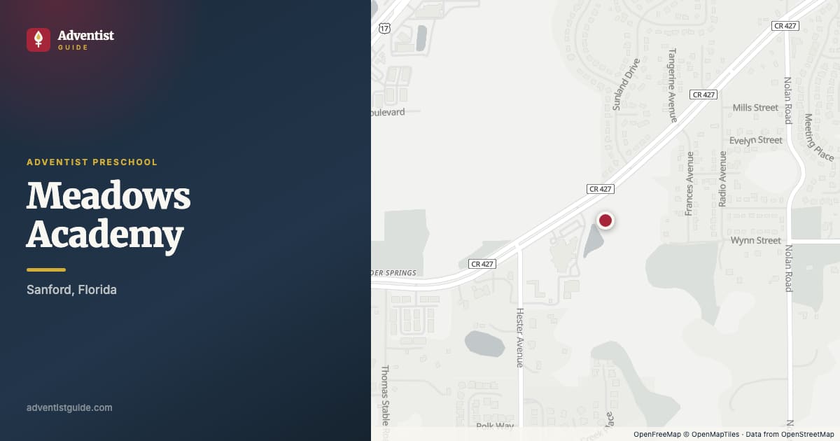 Map showing Meadows Academy in Sanford, Florida