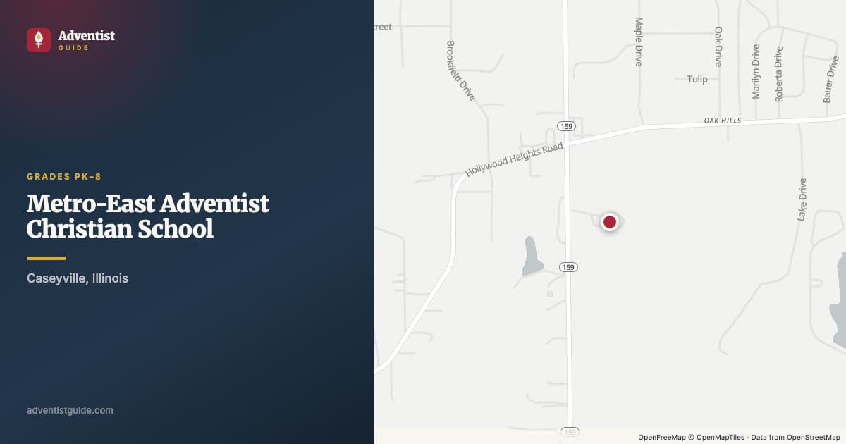Map showing Metro-East Adventist Christian School in Caseyville, Illinois